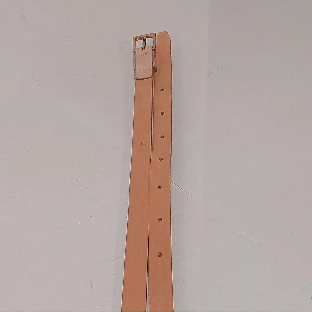 J Crew Skinny Gold/champain/beige Textured Leather Glitter Belt Size L